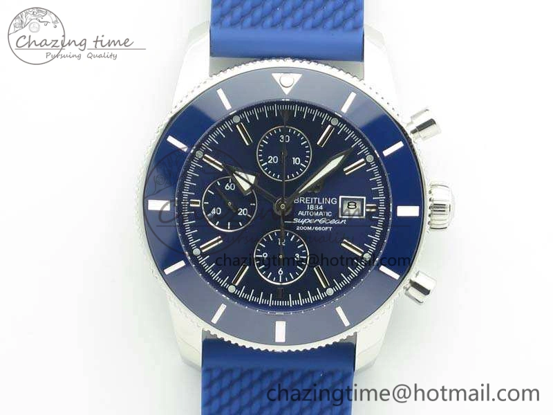 RelaxedFit SuperOcean Heritage Ceramic Bezel SS Blue Dial On Rubber Strap A 5659