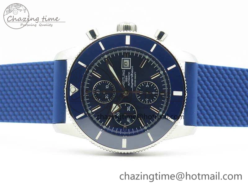 RelaxedFit SuperOcean Heritage Ceramic Bezel SS Blue Dial On Rubber Strap A 5659
