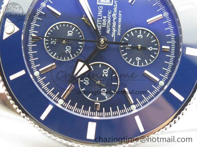 RelaxedFit SuperOcean Heritage Ceramic Bezel SS Blue Dial On Rubber Strap A 5659