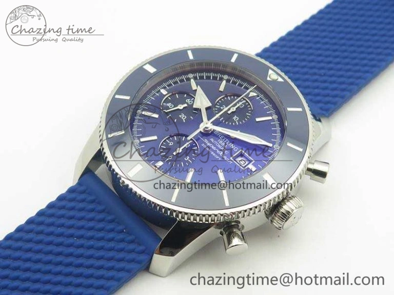 RelaxedFit SuperOcean Heritage Ceramic Bezel SS Blue Dial On Rubber Strap A 5659