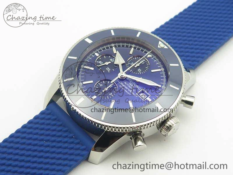 RelaxedFit SuperOcean Heritage Ceramic Bezel SS Blue Dial On Rubber Strap A 5659