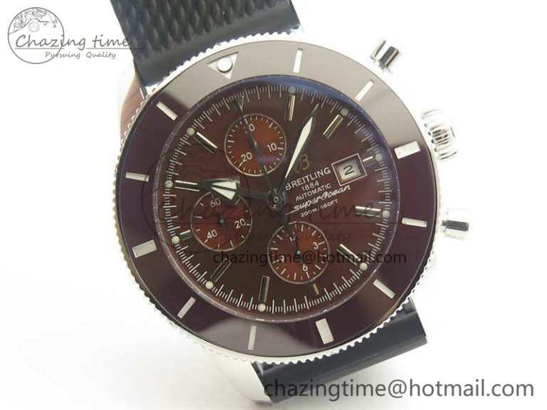 SuperOcean Heritage Ceramic Bezel SS Brown Dial On Rubber Strap A SmartChoice 5658