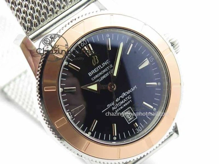 SuperOcean Heritage SS Black Dial On SS Mesh Bracelet A Trendy 5729