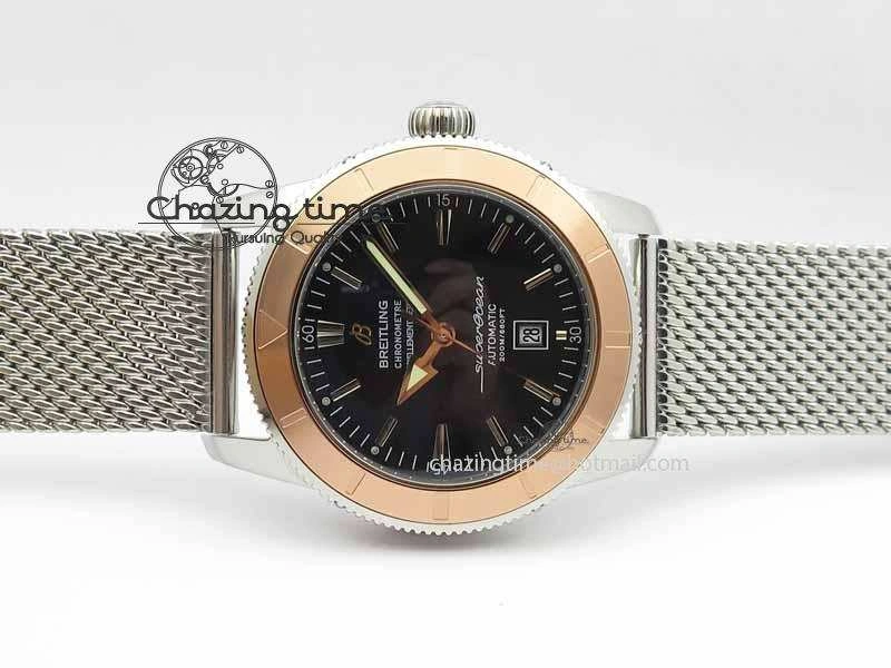 SuperOcean Heritage SS Black Dial On SS Mesh Bracelet A Trendy 5729