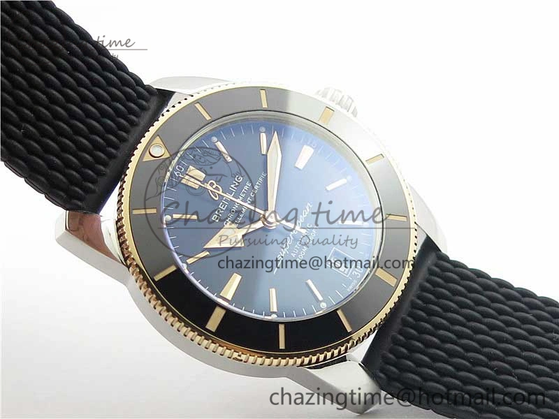 SuperOcean Heritage ii 42mm SS RG GF 1:1 Best Edition Black Dial Black Bezel on Black Rubber Strap A2824 V Elegant 5593