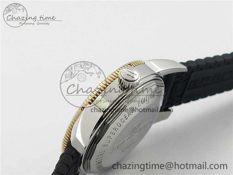 SuperOcean Heritage ii 42mm SS RG GF 1:1 Best Edition Black Dial Black Bezel on Black Rubber Strap A2824 V Elegant 5593