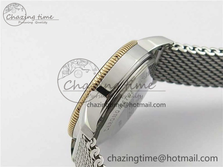 WrinkleFree SuperOcean Heritage ii 42mm SS RG GF 1:1 Best Edition Black Dial Black Bezel on SS Mesh Bracelet A2824 V 5594