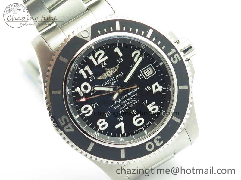 SuperOcean II A17392D7 44mm GF 1:1 Best Edition Black Dial On SS Bracelet A Durable 5695