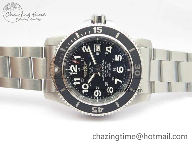 SuperOcean II A17392D7 44mm GF 1:1 Best Edition Black Dial On SS Bracelet A Durable 5695