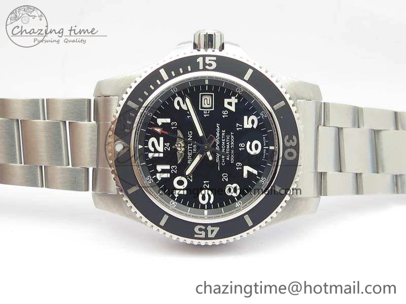 SuperOcean II A17392D7 44mm GF 1:1 Best Edition Black Dial On SS Bracelet A Durable 5695