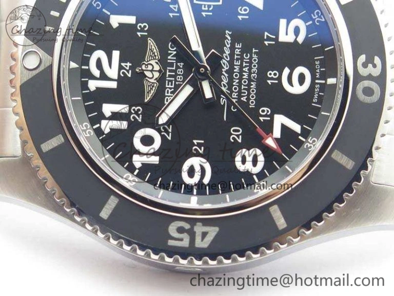 SuperOcean II A17392D7 44mm GF 1:1 Best Edition Black Dial On SS Bracelet A Durable 5695
