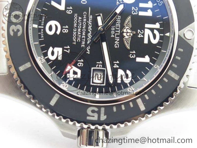 SuperOcean II A17392D7 44mm GF 1:1 Best Edition Black Dial On SS Bracelet A Durable 5695