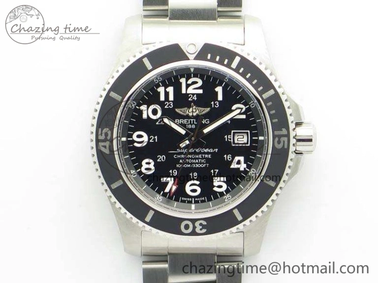 SuperOcean II A17392D7 44mm GF 1:1 Best Edition Black Dial On SS Bracelet A Durable 5695