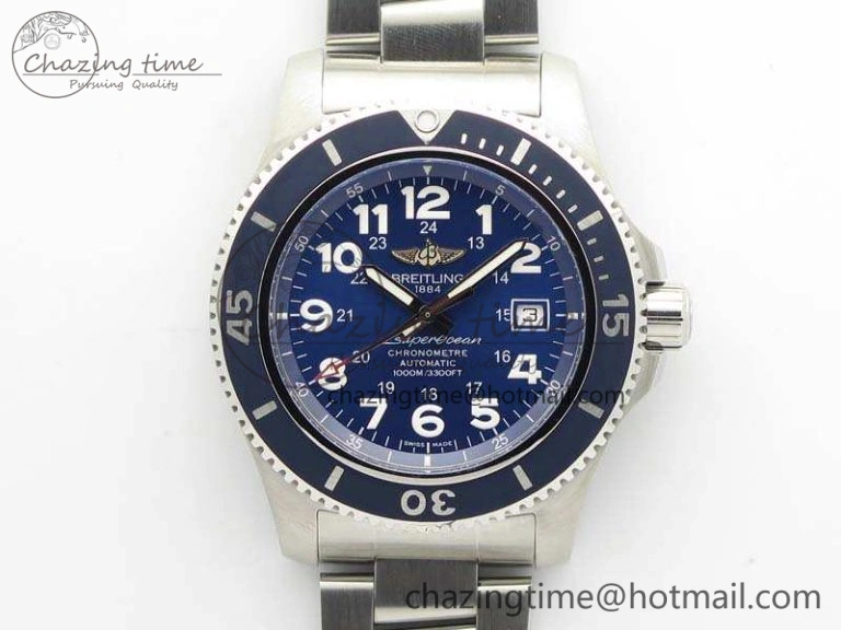 SuperOcean II A17392D7 44mm GF 1:1 Best Edition Blue Dial On SS Bracelet A ZipUp 5689