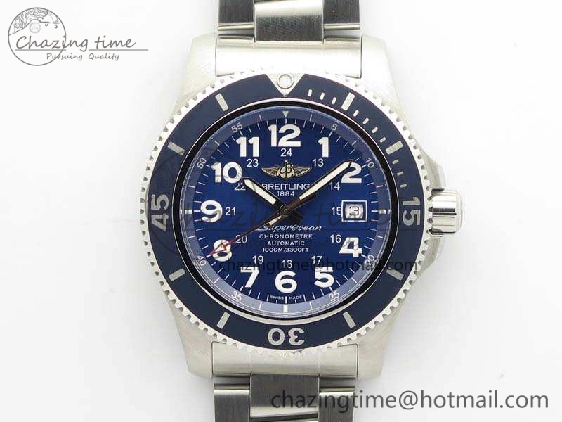 SuperOcean II A17392D7 44mm GF 1:1 Best Edition Blue Dial On SS Bracelet A ZipUp 5689