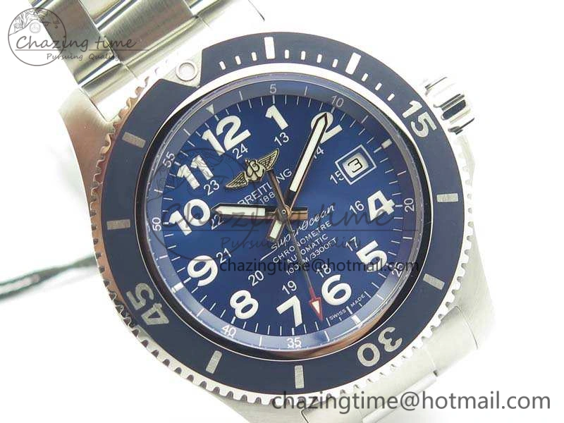 SuperOcean II A17392D7 44mm GF 1:1 Best Edition Blue Dial On SS Bracelet A ZipUp 5689