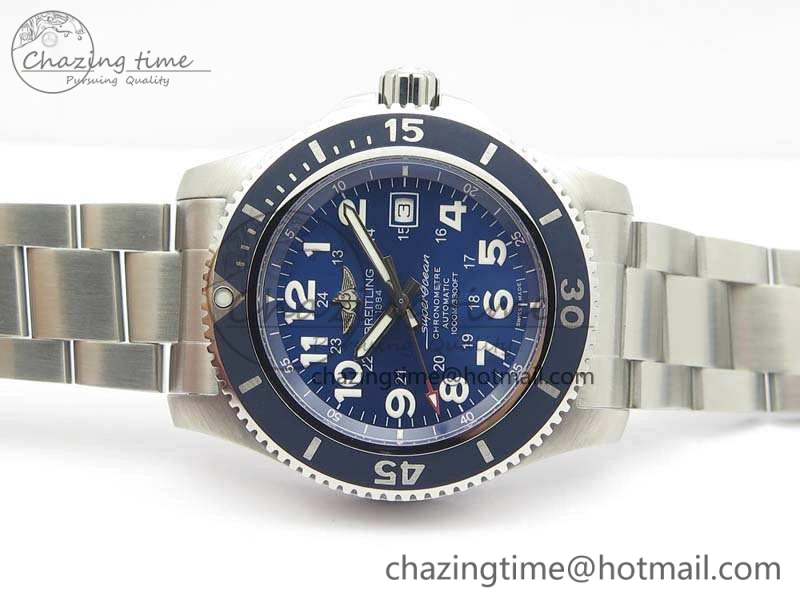SuperOcean II A17392D7 44mm GF 1:1 Best Edition Blue Dial On SS Bracelet A ZipUp 5689