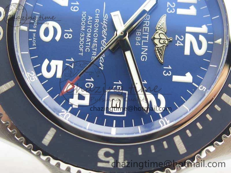 SuperOcean II A17392D7 44mm GF 1:1 Best Edition Blue Dial On SS Bracelet A ZipUp 5689