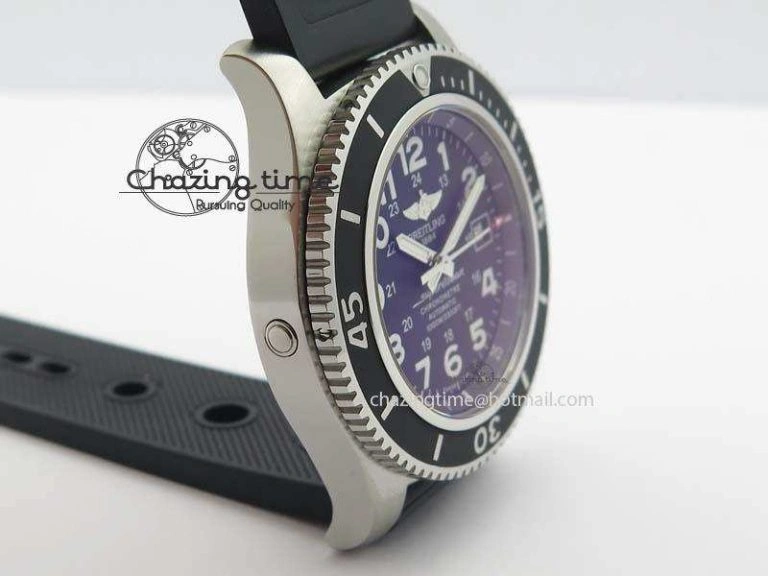 Comfortable SuperOcean II A17392D7 44mm Noob 1:1 Best Edition Black Dial On Black Rubber Strap A 5761