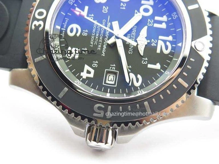 Comfortable SuperOcean II A17392D7 44mm Noob 1:1 Best Edition Black Dial On Black Rubber Strap A 5761