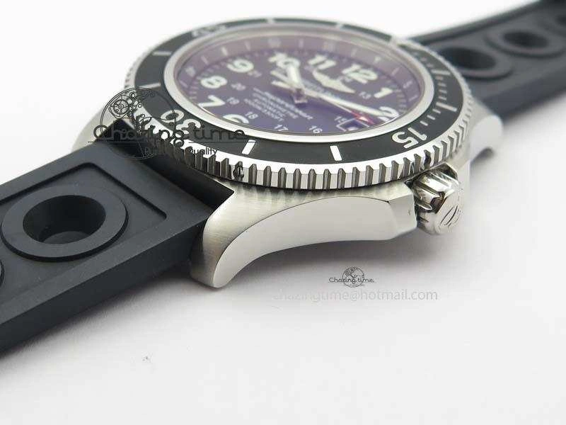 Comfortable SuperOcean II A17392D7 44mm Noob 1:1 Best Edition Black Dial On Black Rubber Strap A 5761