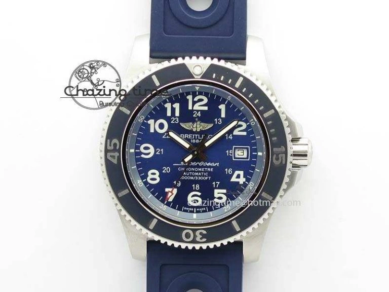 RelaxedFit SuperOcean II A17392D8 44mm Noob 1:1 Best Edition Blue Dial On Blue Rubber Strap A 5770