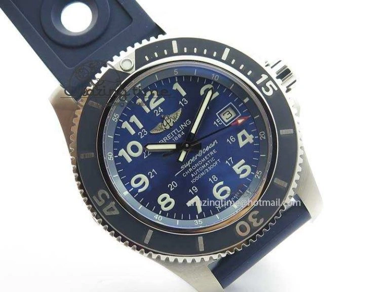 RelaxedFit SuperOcean II A17392D8 44mm Noob 1:1 Best Edition Blue Dial On Blue Rubber Strap A 5770