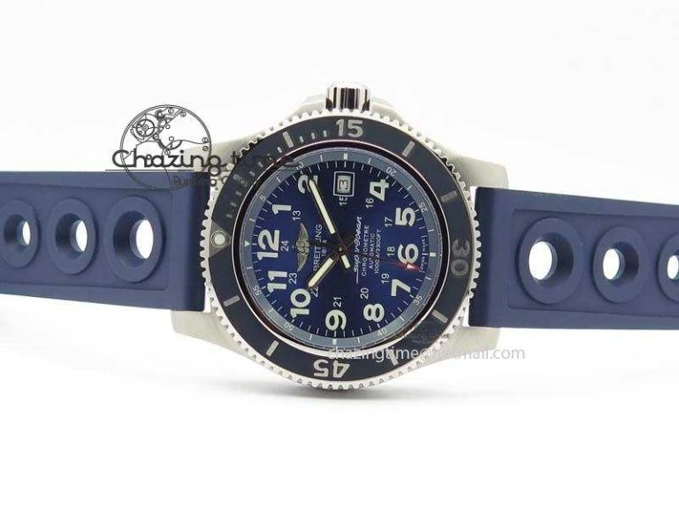 RelaxedFit SuperOcean II A17392D8 44mm Noob 1:1 Best Edition Blue Dial On Blue Rubber Strap A 5770