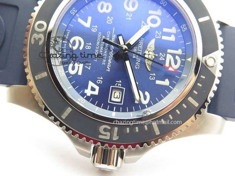 RelaxedFit SuperOcean II A17392D8 44mm Noob 1:1 Best Edition Blue Dial On Blue Rubber Strap A 5770