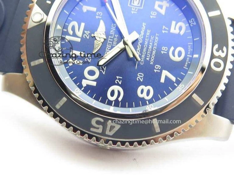 RelaxedFit SuperOcean II A17392D8 44mm Noob 1:1 Best Edition Blue Dial On Blue Rubber Strap A 5770