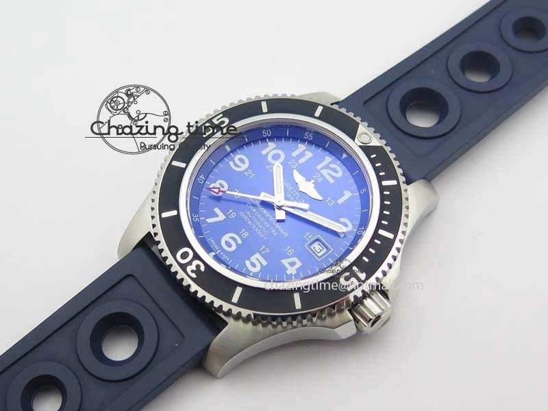 RelaxedFit SuperOcean II A17392D8 44mm Noob 1:1 Best Edition Blue Dial On Blue Rubber Strap A 5770