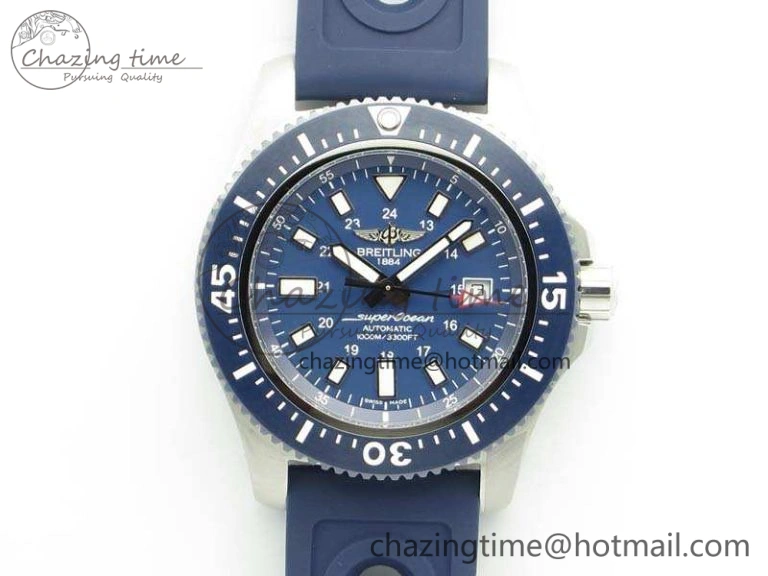 Breathable SuperOcean II Y1739316 44mm GF 1:1 Best Edition Blue Dial On Rubber Strap A 5668