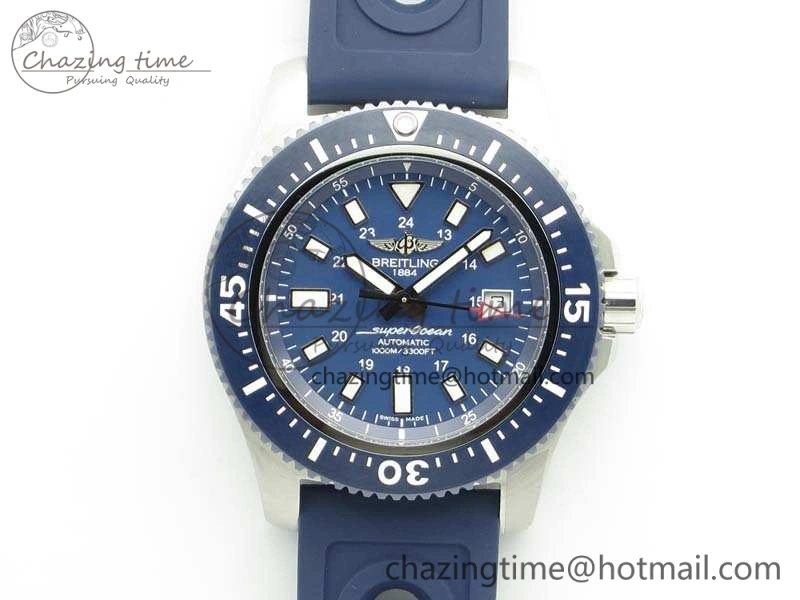 Breathable SuperOcean II Y1739316 44mm GF 1:1 Best Edition Blue Dial On Rubber Strap A 5668