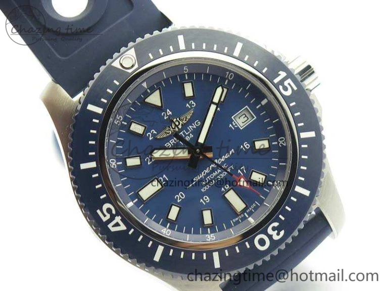 Breathable SuperOcean II Y1739316 44mm GF 1:1 Best Edition Blue Dial On Rubber Strap A 5668