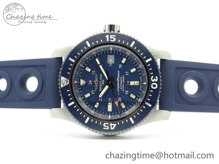 Breathable SuperOcean II Y1739316 44mm GF 1:1 Best Edition Blue Dial On Rubber Strap A 5668