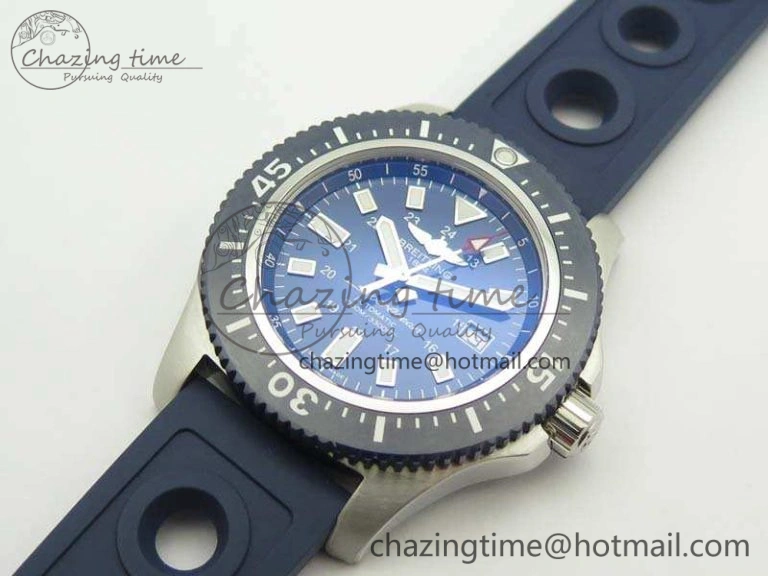 Breathable SuperOcean II Y1739316 44mm GF 1:1 Best Edition Blue Dial On Rubber Strap A 5668