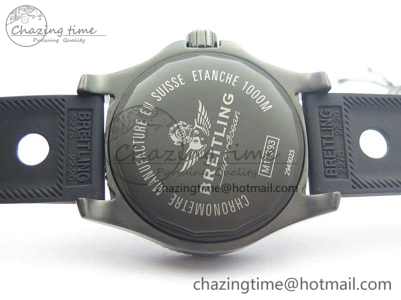 Timeless SuperOcean M17393 DLC GF 1:1 Best Edition Black Dial On Rubber Strap A 5680