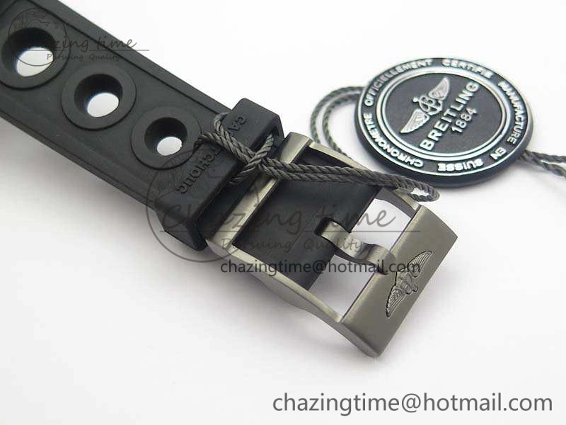 Timeless SuperOcean M17393 DLC GF 1:1 Best Edition Black Dial On Rubber Strap A 5680