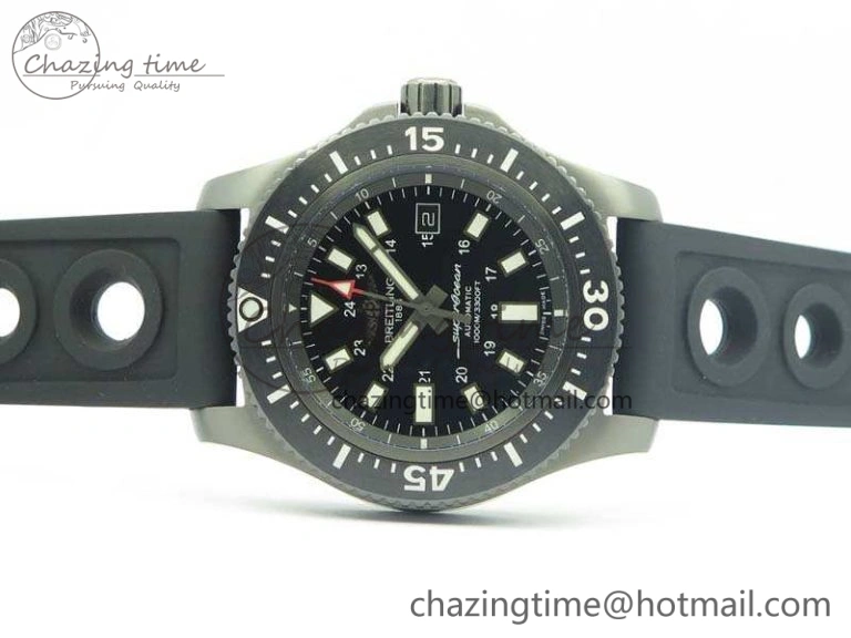 Timeless SuperOcean M17393 DLC GF 1:1 Best Edition Black Dial On Rubber Strap A 5680