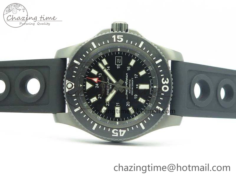 Timeless SuperOcean M17393 DLC GF 1:1 Best Edition Black Dial On Rubber Strap A 5680