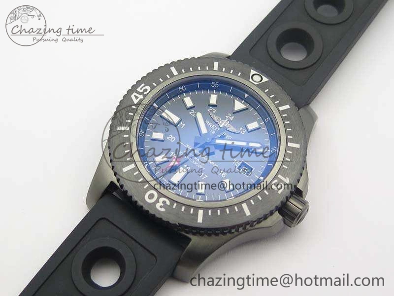 Timeless SuperOcean M17393 DLC GF 1:1 Best Edition Black Dial On Rubber Strap A 5680