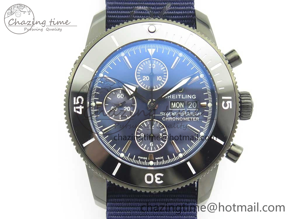 SuperOcean OuterNown 44mm Black Ceramic Bezel Blue Dial on Blue Nylon Strap A Packable 5604