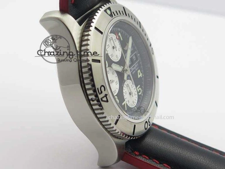 SuperOcean SteelFish SS Black Dial On Black Leather Strap A Colorful 5747