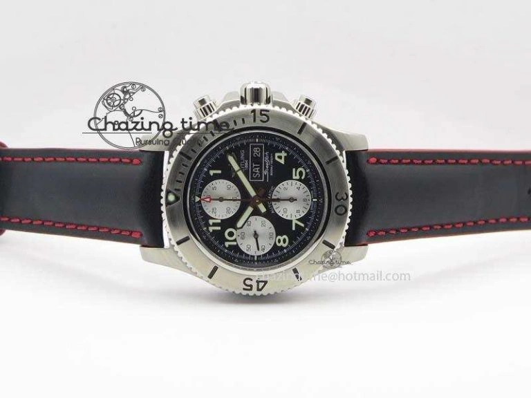 SuperOcean SteelFish SS Black Dial On Black Leather Strap A Colorful 5747
