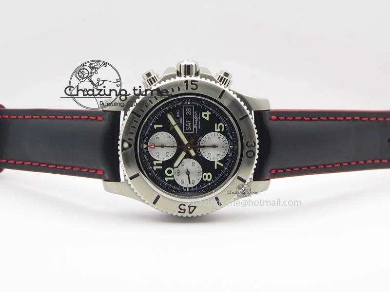 SuperOcean SteelFish SS Black Dial On Black Leather Strap A Colorful 5747
