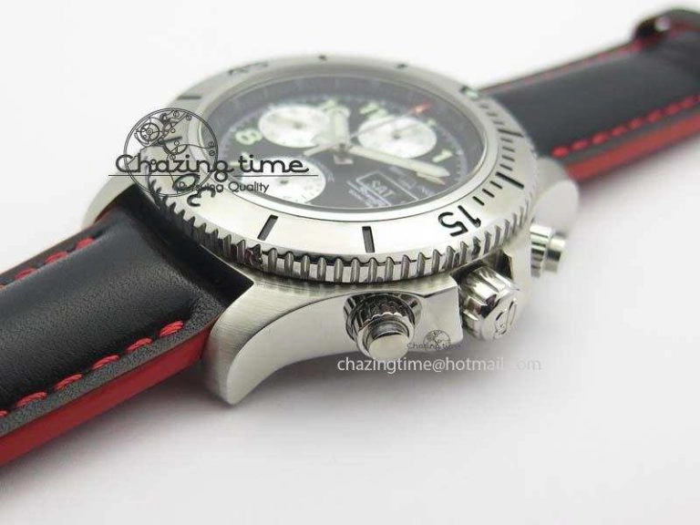 SuperOcean SteelFish SS Black Dial On Black Leather Strap A Colorful 5747