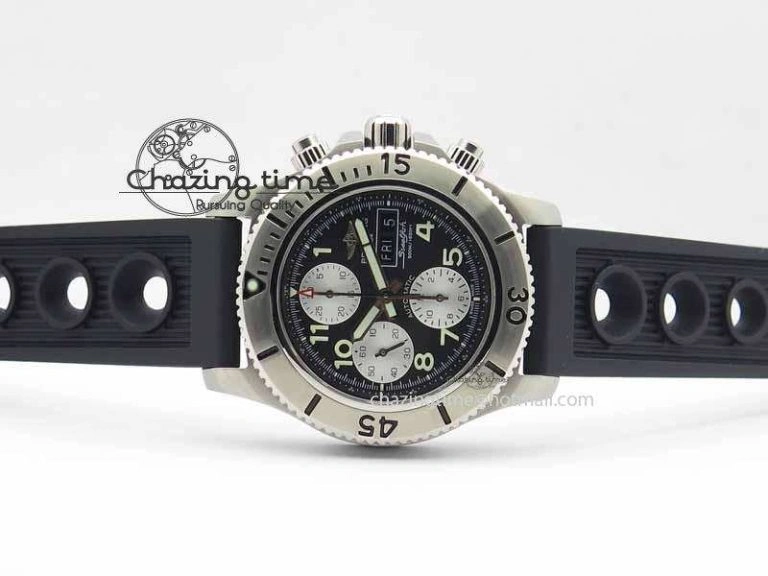 SunProtective SuperOcean SteelFish SS Black Dial On Black Rubber Strap A 5732