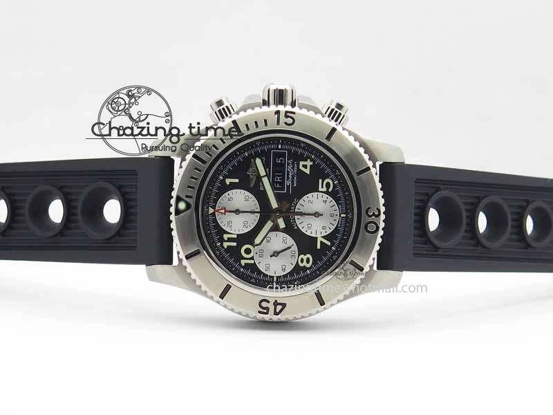 SunProtective SuperOcean SteelFish SS Black Dial On Black Rubber Strap A 5732