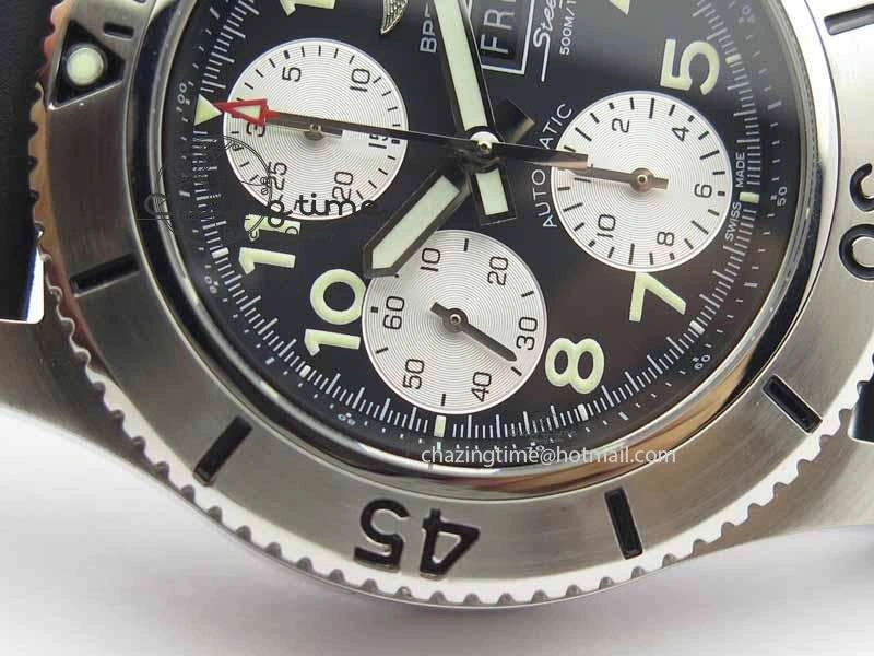 SunProtective SuperOcean SteelFish SS Black Dial On Black Rubber Strap A 5732