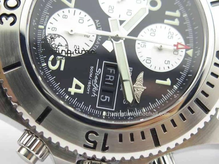SunProtective SuperOcean SteelFish SS Black Dial On Black Rubber Strap A 5732